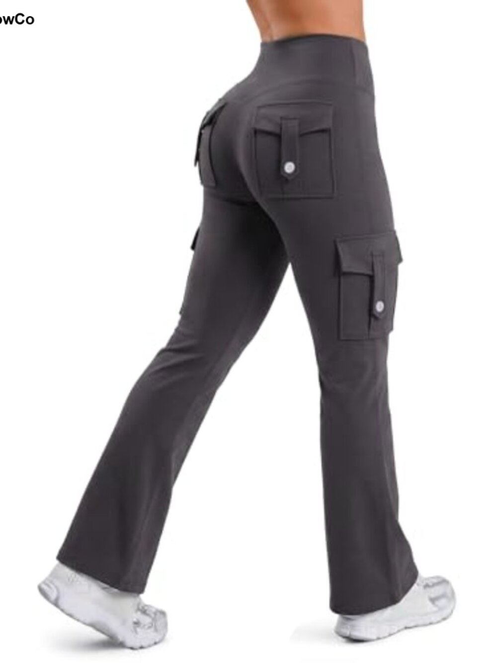 Women Flare Leggings 4 Pockets High Waisted Tummy Control Yoga Pants